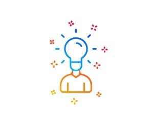 Human silhouette with Idea lamp line icon. Business or Education concept sign. Gradient design elements. Linear education icon. Random shapes. Vector