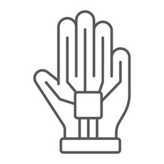 Obraz premium VR glove thin line icon, virtual and technology, wired gloves sign, vector graphics, a linear pattern on a white background.