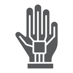 VR glove glyph icon, virtual and technology, wired gloves sign, vector graphics, a solid pattern on a white background.