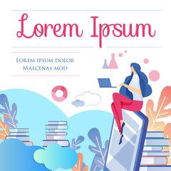 Woman With Laptop Sitting on Abstract Background