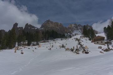 High mountain cliffs in the Dolomites