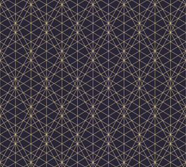 Vector golden grid texture. Abstract black and gold geometric seamless pattern