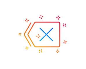 Delete line icon. Remove sign. Cancel or Close symbol. Gradient design elements. Linear remove icon. Random shapes. Vector