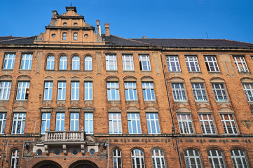 Fototapeta premium Clinker on the facades of the historic building in Poznan..