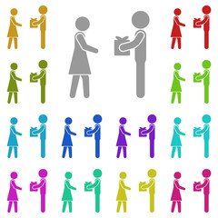 Gift to a friend multi color icon. Simple glyph, flat vector of Friendship icons for UI and UX, website or mobile application