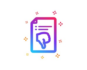 Reject file icon. Decline document sign. Dislike file. Dynamic shapes. Gradient design thumb down icon. Classic style. Vector