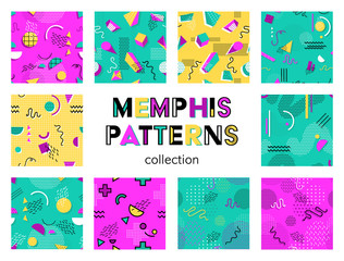 Memphis seamless patterns collection