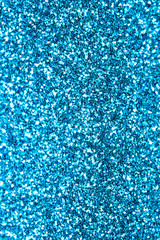 Close Up of Blue Glitter with Bokeh For Background