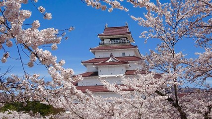 春の鶴ヶ城（福島県・会津若松市）