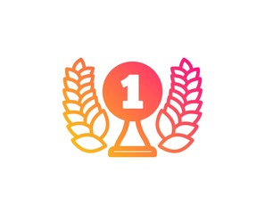 Laureate award icon. Winner prize symbol. Prize with Laurel wreath sign. Classic flat style. Gradient laureate award icon. Vector