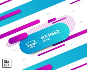 Bombon coffee icon. Hot drink sign. Beverage symbol. Diagonal abstract banner. Linear bombon coffee icon. Geometric line shapes. Vector