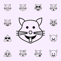cat shows the tongue icon. Emoji icons universal set for web and mobile