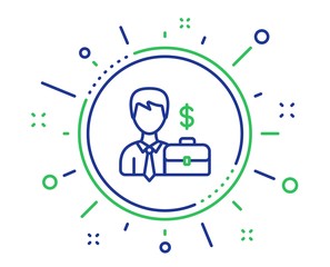 Businessman with Case line icon. Diplomat with Dollar sign. Quality design elements. Technology businessman case button. Editable stroke. Vector