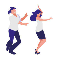 young couple dancing characters