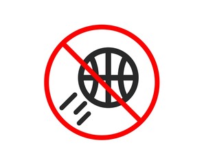 No or Stop. Basketball icon. Sport ball sign. Competition symbol. Prohibited ban stop symbol. No basketball icon. Vector
