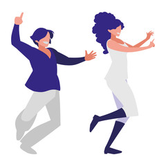 young couple dancing characters