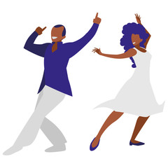 young black couple dancing characters