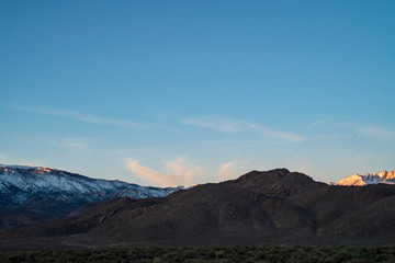 sunrise sky over mountain range Sierra Nevadas California