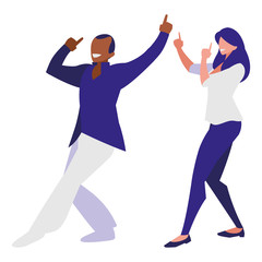 young interracial couple dancing characters