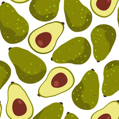 avocado fruit seamless pattern on white background
