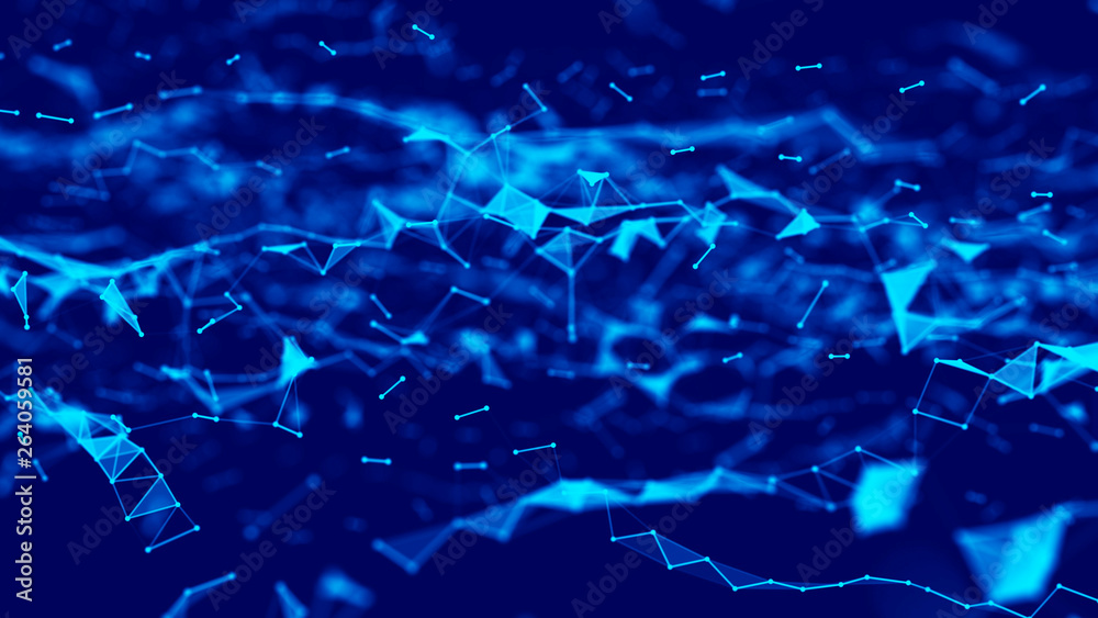 Poster big data visualization. science background. big data complex with compounds.