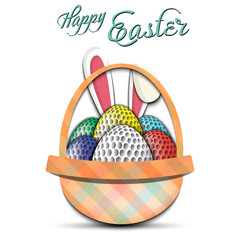 Happy Easter. Golf balls in the form of eggs