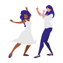 Obraz na płótnie Canvas young interracial girls dancing characters