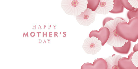 happy mother's day greeting card with flowers and heart
