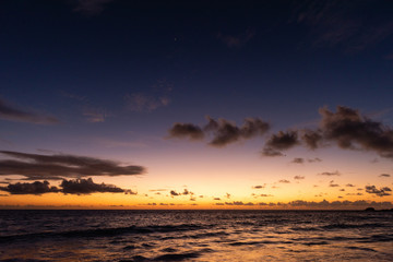 Fototapeta na wymiar Beautiful setting sun, night sky at Seychelles