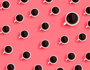 One out unique coffee cup concept overhead view flat lay