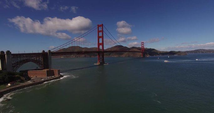 Golden Gate Bridge DOLLY to Right close up at San Francisco's landmark. Slow Motion by Airflow Creations