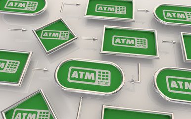ATM Automated Teller Machine Bank Withdraw Process Map 3d Illustration