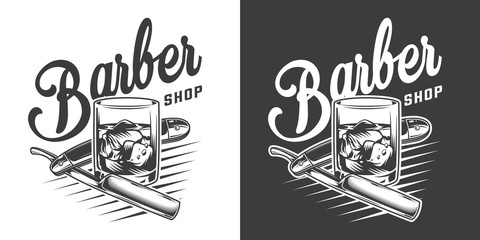 Fototapeta premium Vintage barbershop monochrome logotype