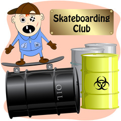 skateboarding club cartoon vector illustration.