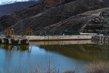 Hydropower dam in the middle of the mountains