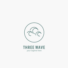 Three sea wave logo icon in simple line monoline style