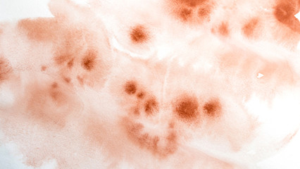 Abstract red-rusty watercolor background. Splashes and strokes. High resolution texture. Modern Art. Hand drawing. Elements for creating brushes and textures.