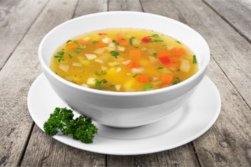 Vegetable soup isolated on background