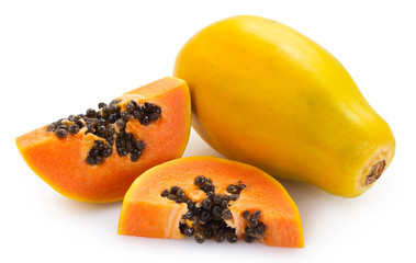 Fresh papaya on white background