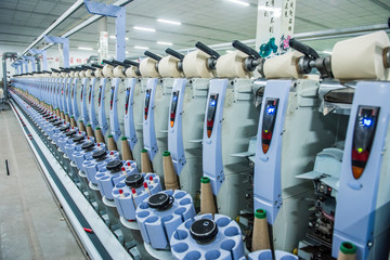 Textile Workshop Workers at Work in Textile Mill: Luannan County, Tangshan City, Hebei Province, China, Oct. 20, 2016