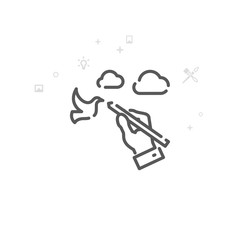 Hand Draws Landscape Vector Line Icon, Symbol, Pictogram, Sign. Light Abstract Geometric Background. Editable Stroke