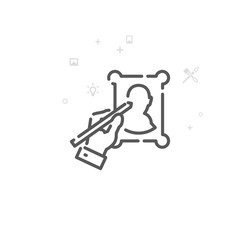 Hand Draws Portrait Vector Line Icon, Symbol, Pictogram, Sign. Light Abstract Geometric Background. Editable Stroke