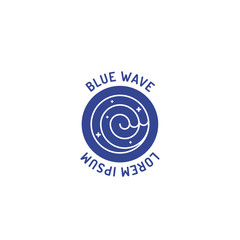 Blue sea wave logo in doodle hand drawing illustration icon