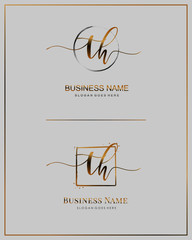 Initial T H TH handwriting logo vector. Letter handwritten logo template.
