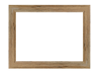 Wooden picture frame isolated on white background. with clipping path.