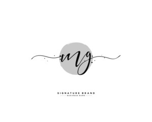 M G MG initial logo handwriting  template vector
