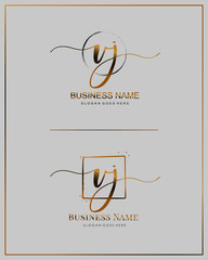 Initial V J VJ handwriting logo vector. Letter handwritten logo template.