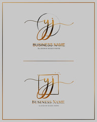 Initial Y J YJ handwriting logo vector. Letter handwritten logo template.
