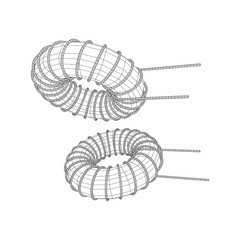 Toroidal Coil Inductor wireframe low poly mesh vector illustration