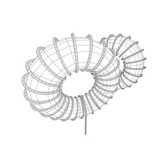 Toroidal Coil Inductor wireframe low poly mesh vector illustration